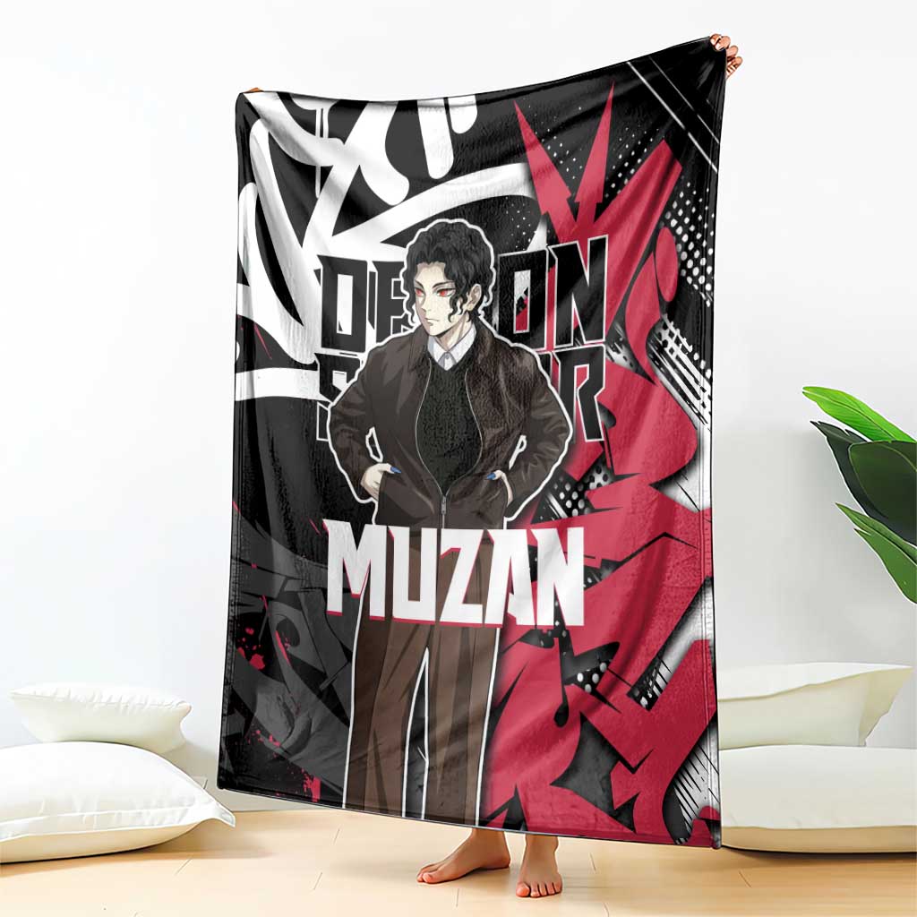 Muzan Demon Slayer Blanket Red Graffiti Anime Aesthetic