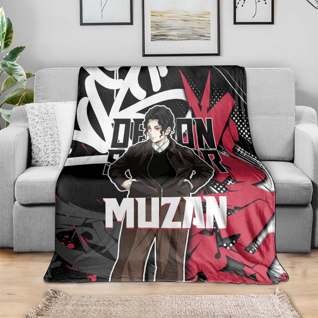 Muzan Demon Slayer Blanket Red Graffiti Anime Aesthetic