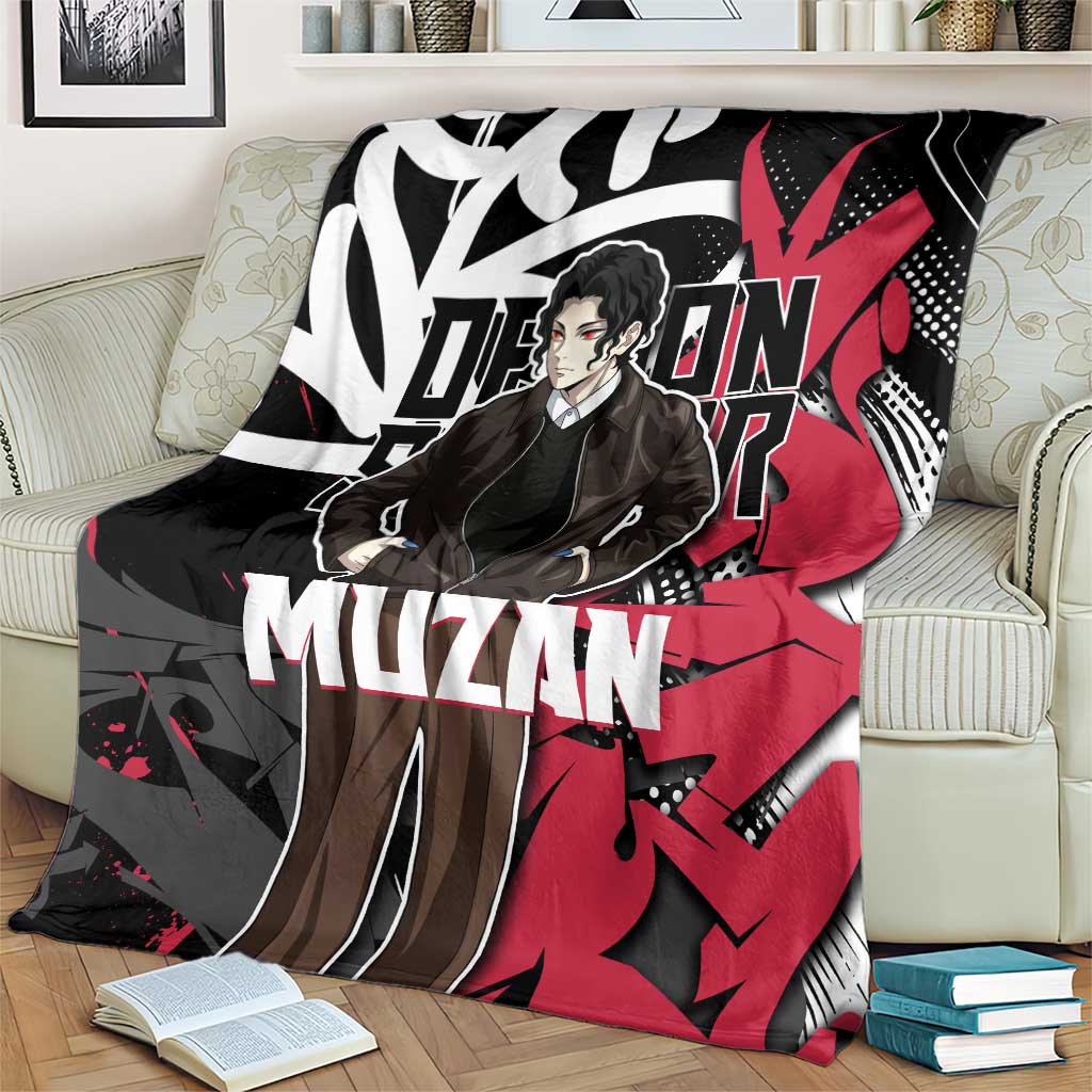 Muzan Demon Slayer Blanket Red Graffiti Anime Aesthetic