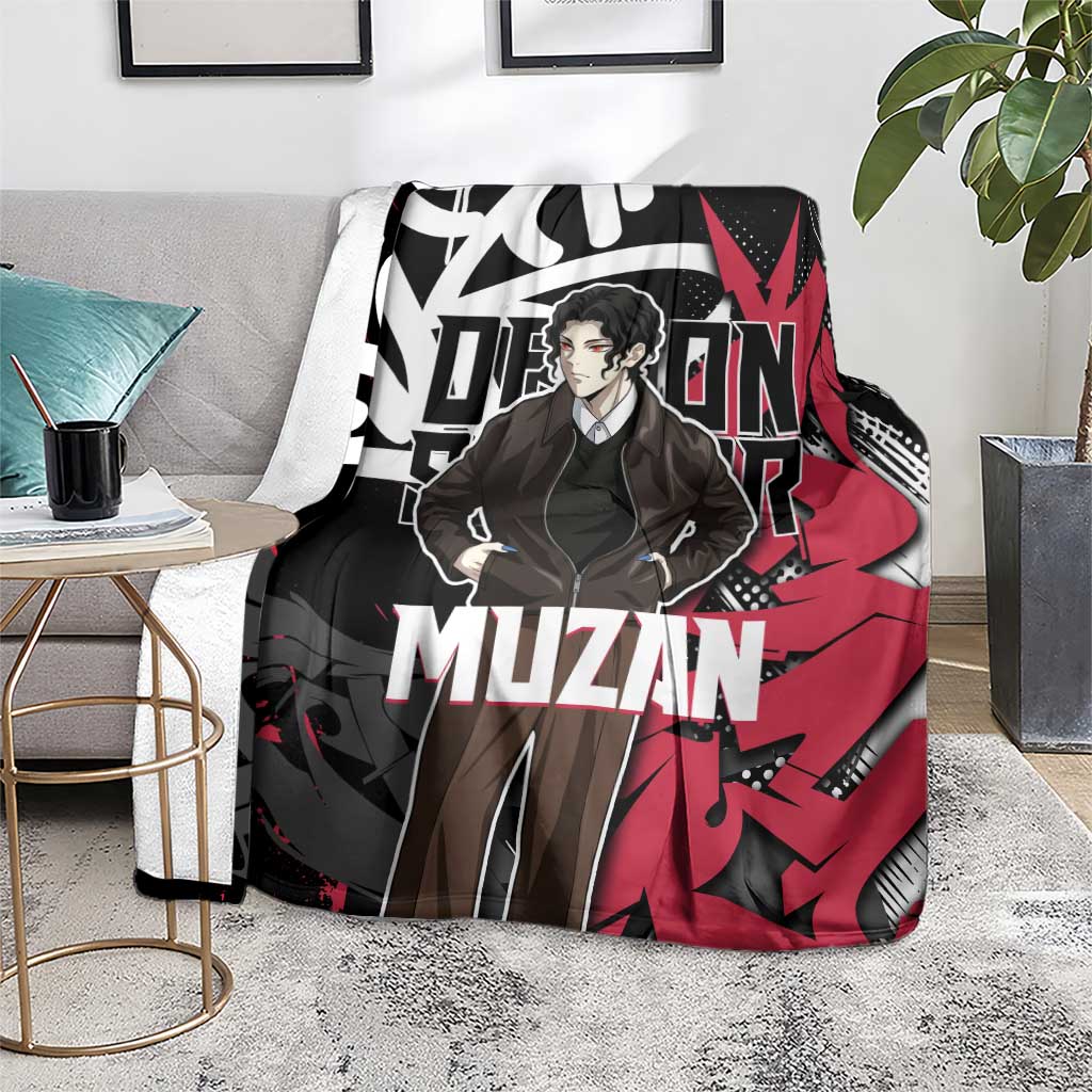 Muzan Demon Slayer Blanket Red Graffiti Anime Aesthetic