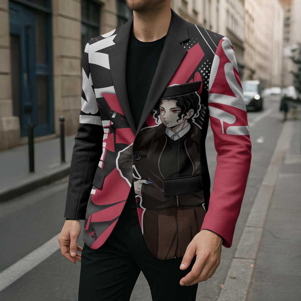 Muzan Demon Slayer Blazer Red Graffiti Anime Aesthetic