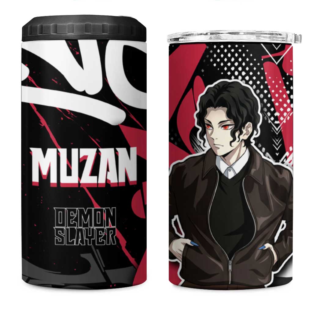 Muzan Demon Slayer 4 in 1 Can Cooler Tumbler Red Graffiti Anime Aesthetic