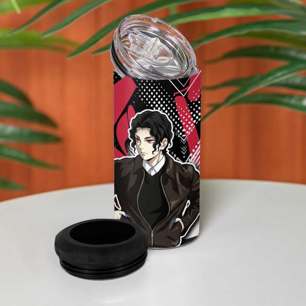 Muzan Demon Slayer 4 in 1 Can Cooler Tumbler Red Graffiti Anime Aesthetic