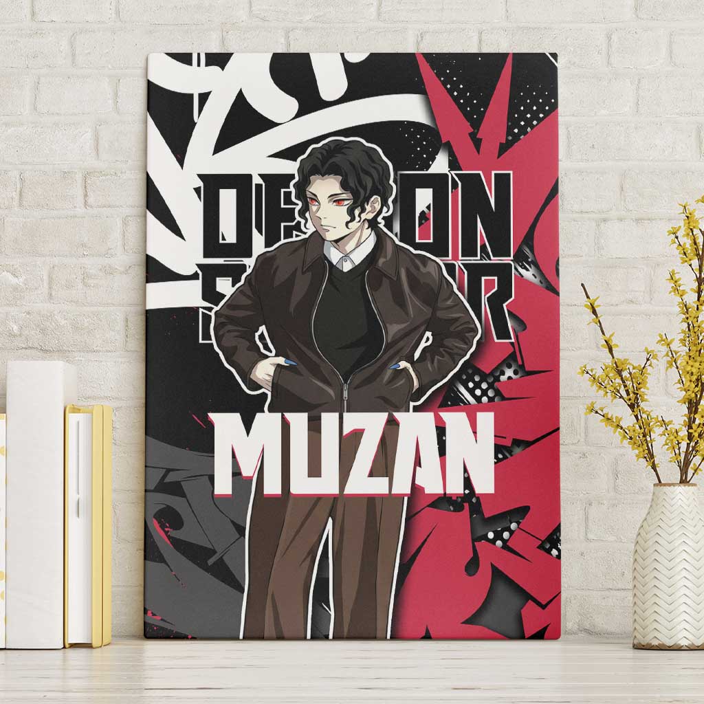 Muzan Demon Slayer Canvas Wall Art Red Graffiti Anime Aesthetic