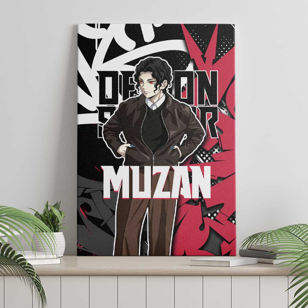 Muzan Demon Slayer Canvas Wall Art Red Graffiti Anime Aesthetic
