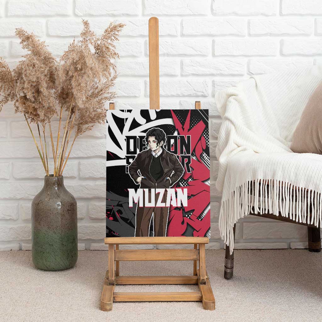 Muzan Demon Slayer Canvas Wall Art Red Graffiti Anime Aesthetic