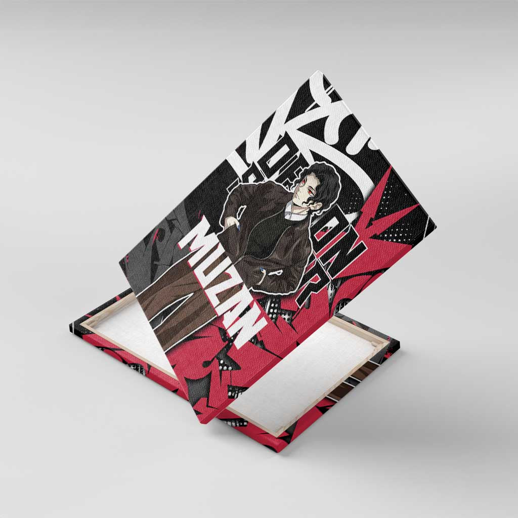Muzan Demon Slayer Canvas Wall Art Red Graffiti Anime Aesthetic