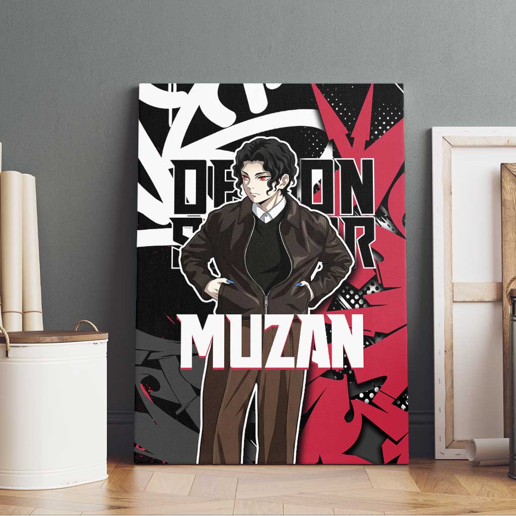 Muzan Demon Slayer Canvas Wall Art Red Graffiti Anime Aesthetic