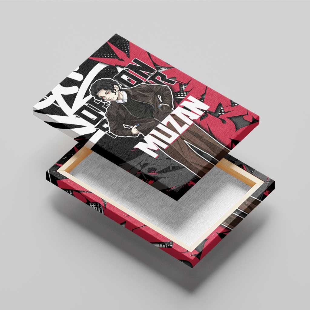 Muzan Demon Slayer Canvas Wall Art Red Graffiti Anime Aesthetic