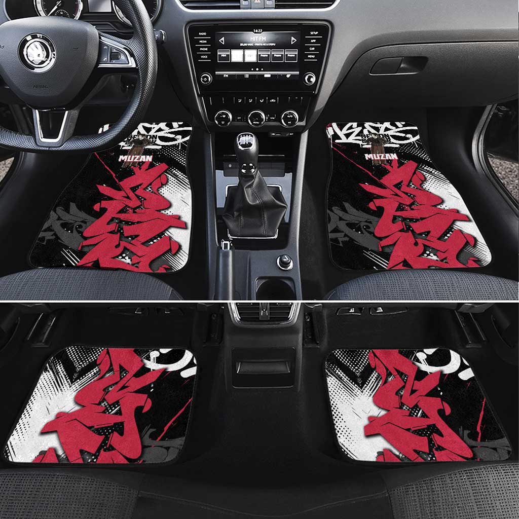 Muzan Demon Slayer Car Mats Red Graffiti Anime Aesthetic
