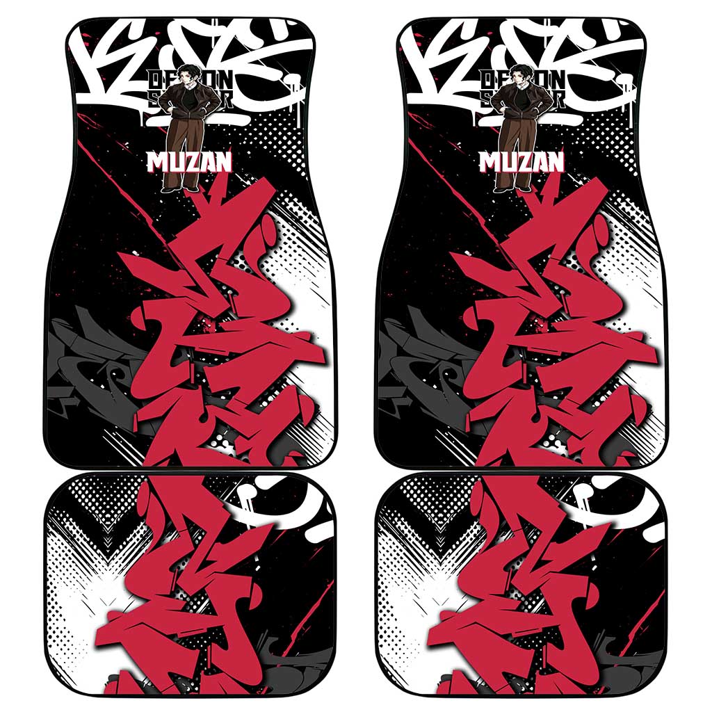 Muzan Demon Slayer Car Mats Red Graffiti Anime Aesthetic