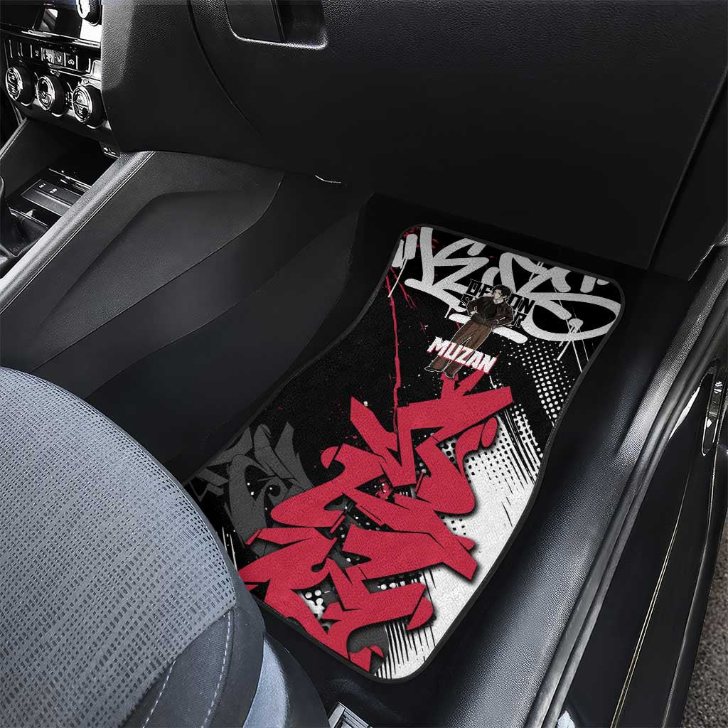 Muzan Demon Slayer Car Mats Red Graffiti Anime Aesthetic