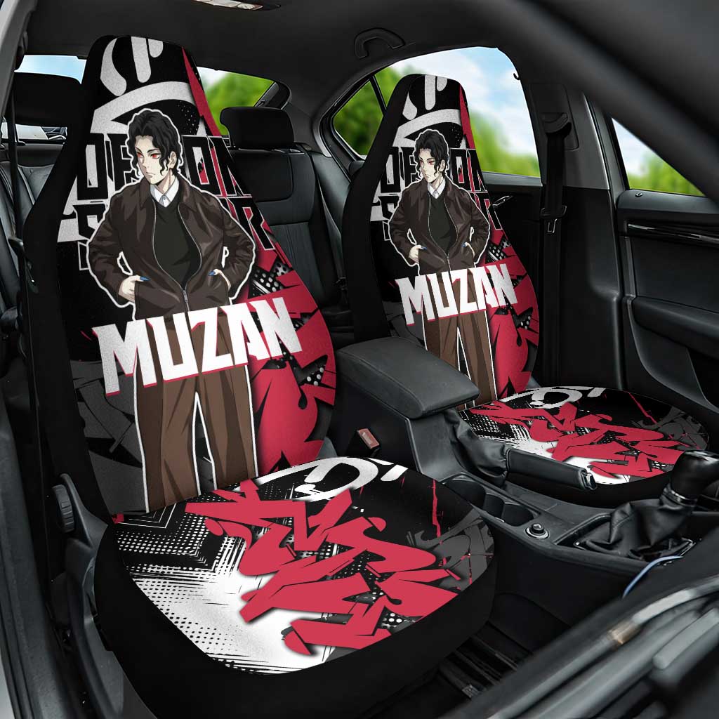 Muzan Demon Slayer Car Seat Cover Red Graffiti Anime Aesthetic