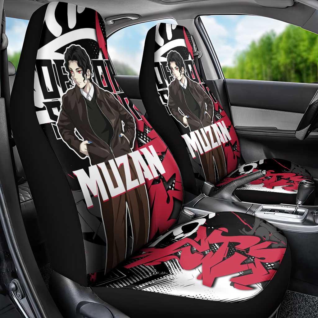 Muzan Demon Slayer Car Seat Cover Red Graffiti Anime Aesthetic