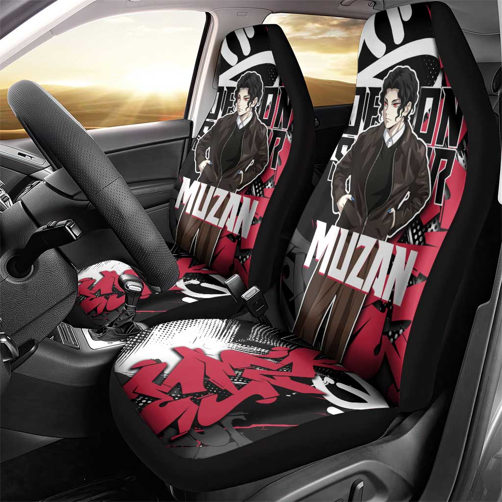 Muzan Demon Slayer Car Seat Cover Red Graffiti Anime Aesthetic
