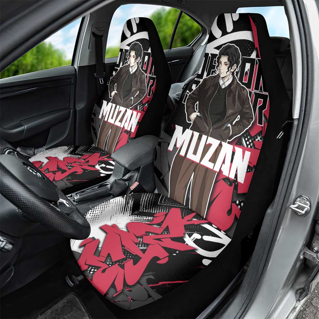 Muzan Demon Slayer Car Seat Cover Red Graffiti Anime Aesthetic