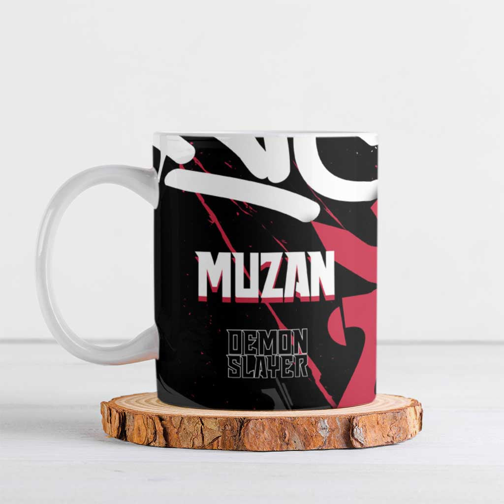 Muzan Demon Slayer Ceramic Mug Red Graffiti Anime Aesthetic
