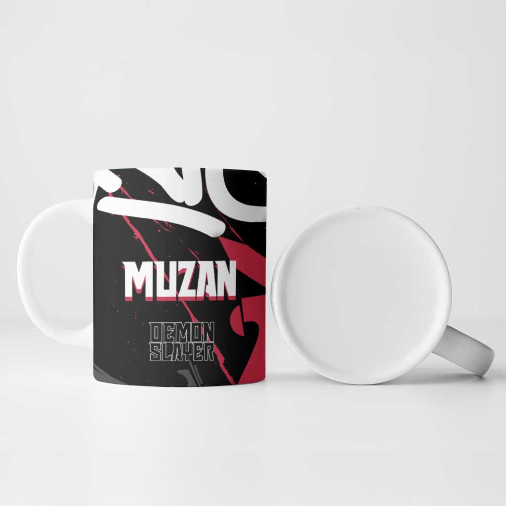 Muzan Demon Slayer Ceramic Mug Red Graffiti Anime Aesthetic