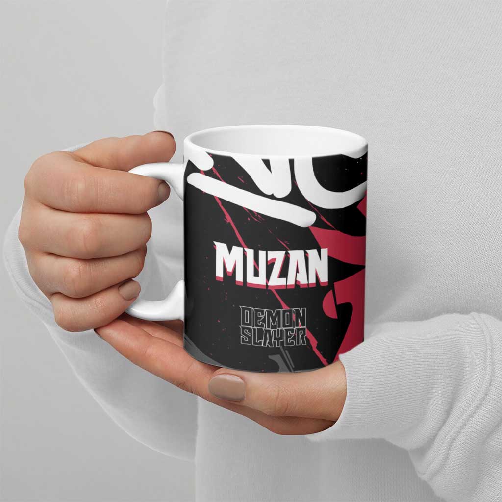 Muzan Demon Slayer Ceramic Mug Red Graffiti Anime Aesthetic