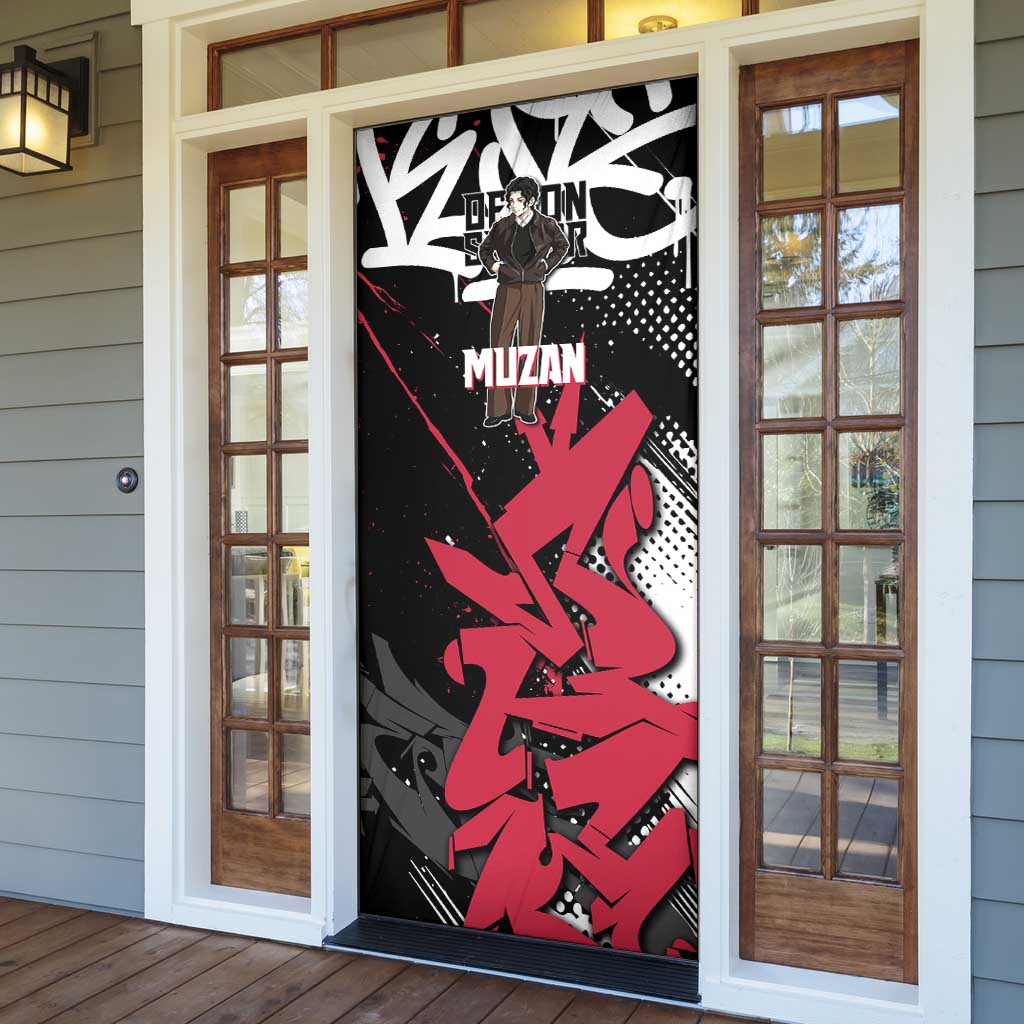 Muzan Demon Slayer Door Cover Red Graffiti Anime Aesthetic