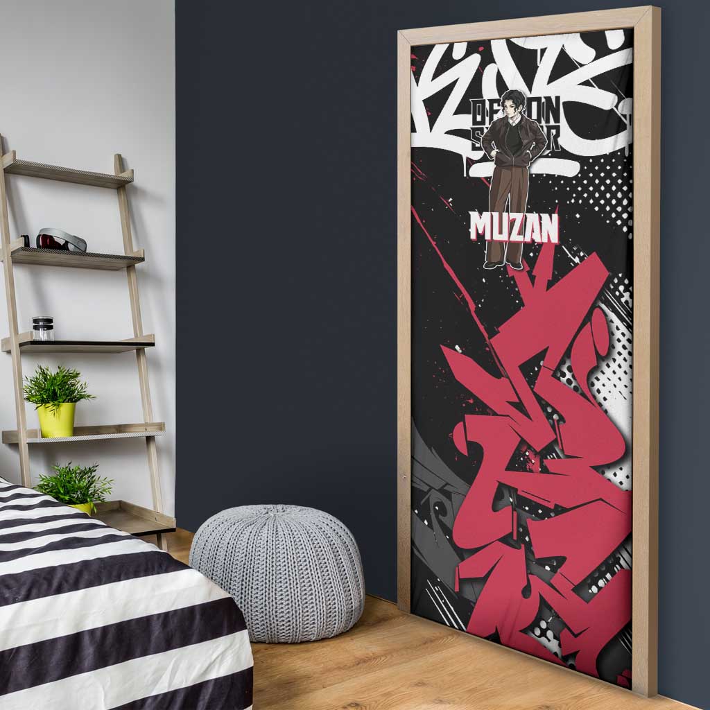 Muzan Demon Slayer Door Cover Red Graffiti Anime Aesthetic