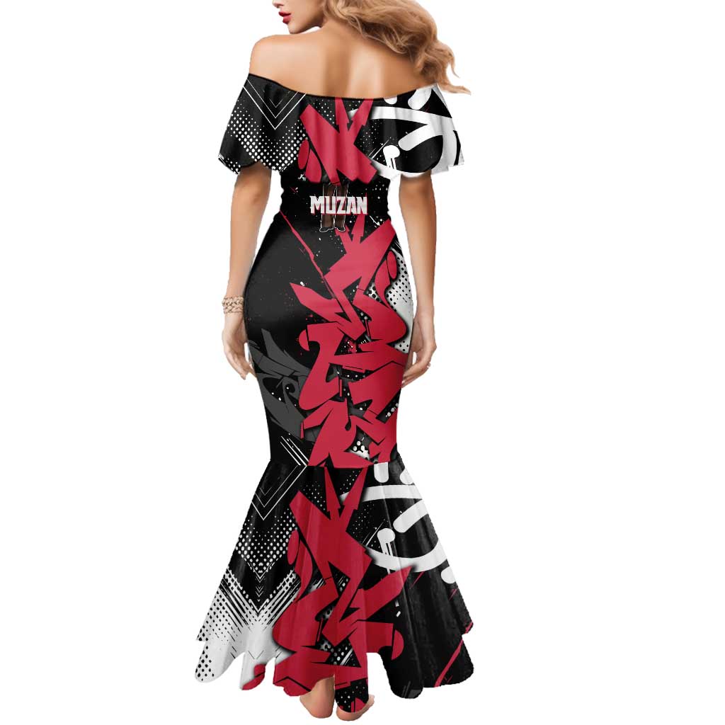 Muzan Demon Slayer Family Matching Mermaid Dress and Hawaiian Shirt Red Graffiti Anime Aesthetic