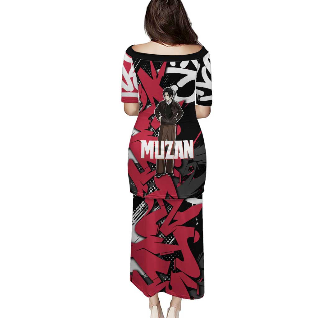 Muzan Demon Slayer Family Matching Puletasi and Hawaiian Shirt Red Graffiti Anime Aesthetic