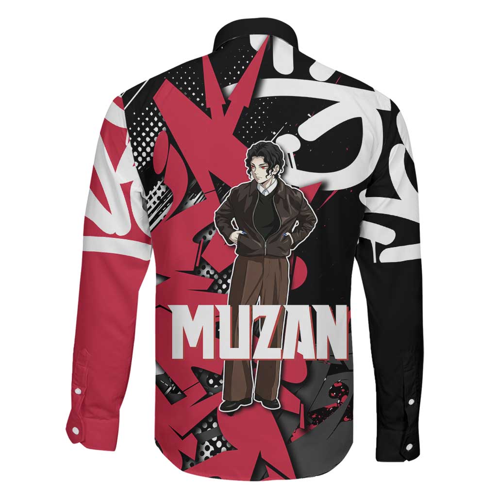 Muzan Demon Slayer Family Matching Summer Maxi Dress and Hawaiian Shirt Red Graffiti Anime Aesthetic