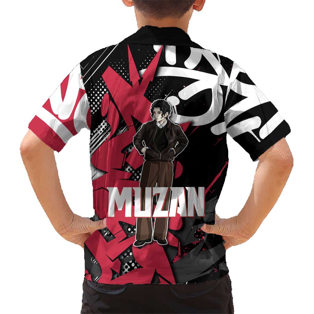 Muzan Demon Slayer Family Matching Tank Maxi Dress and Hawaiian Shirt Red Graffiti Anime Aesthetic