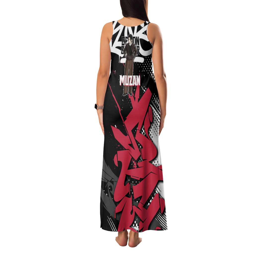 Muzan Demon Slayer Family Matching Tank Maxi Dress and Hawaiian Shirt Red Graffiti Anime Aesthetic