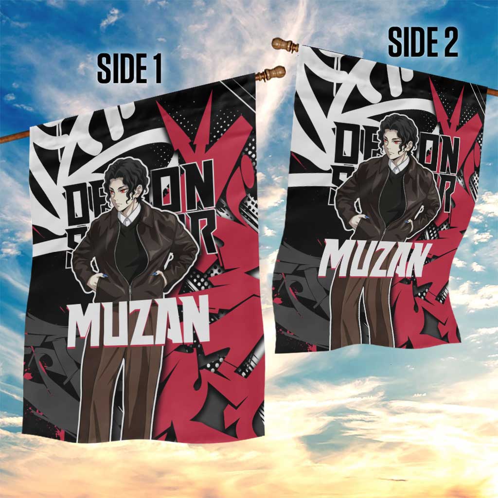 Muzan Demon Slayer Garden Flag Red Graffiti Anime Aesthetic