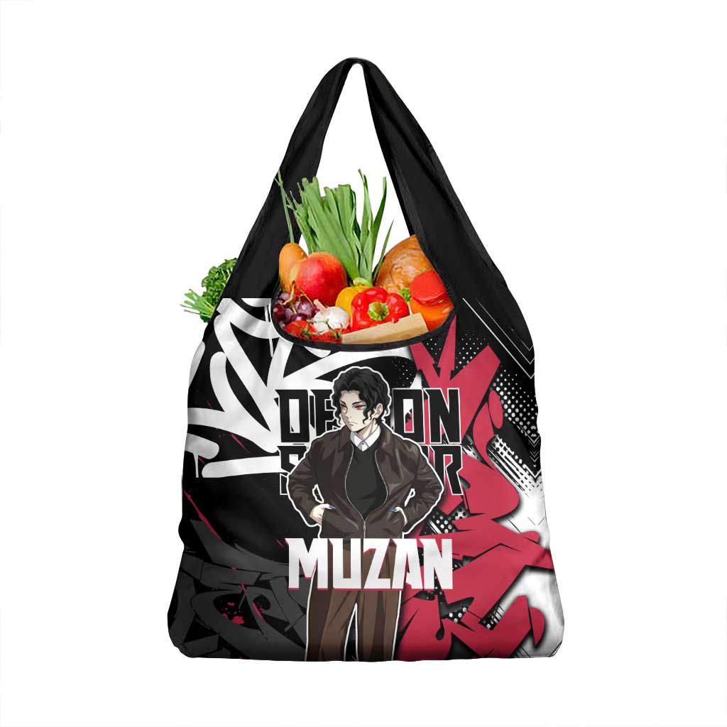 Muzan Demon Slayer Grocery Bag Red Graffiti Anime Aesthetic