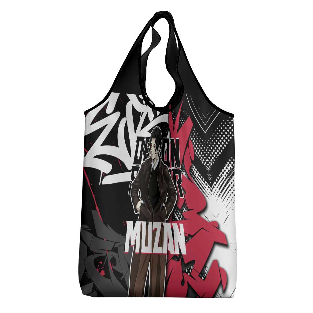 Muzan Demon Slayer Grocery Bag Red Graffiti Anime Aesthetic