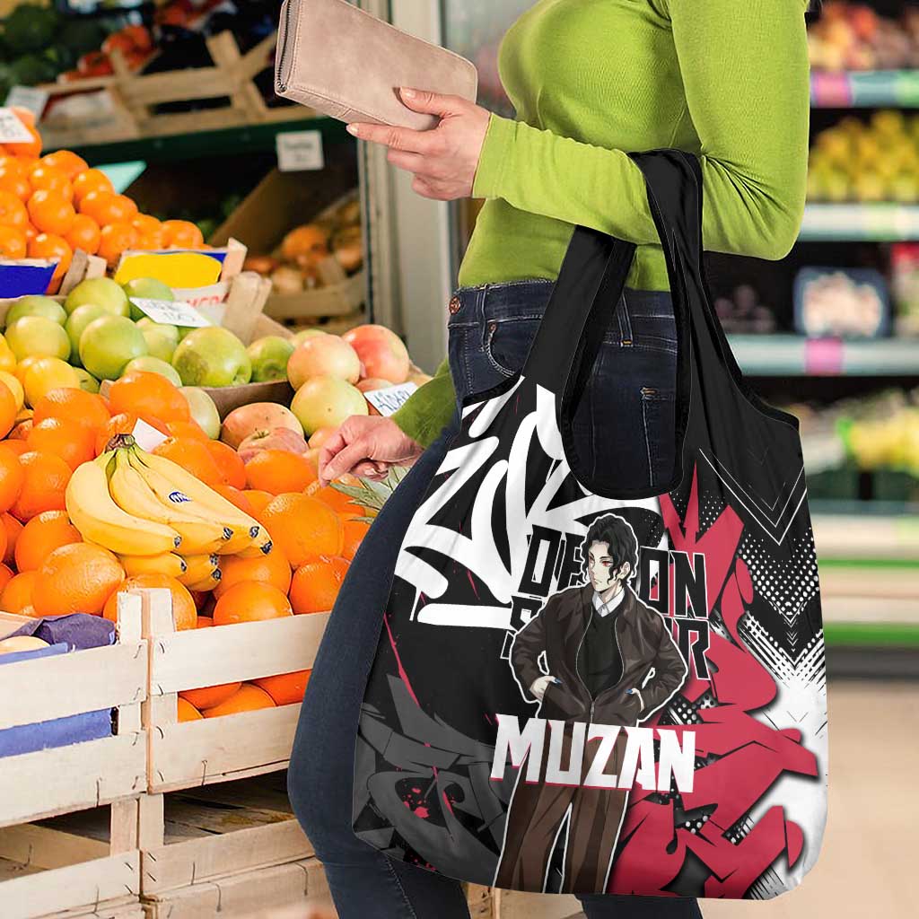 Muzan Demon Slayer Grocery Bag Red Graffiti Anime Aesthetic