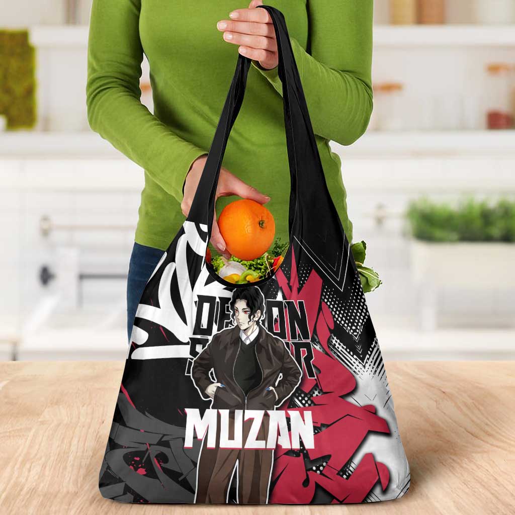 Muzan Demon Slayer Grocery Bag Red Graffiti Anime Aesthetic
