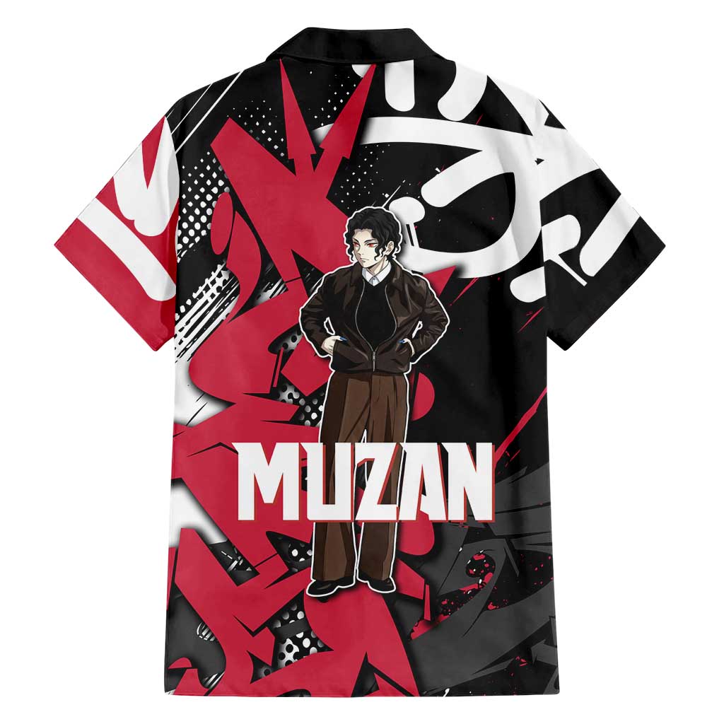 Muzan Demon Slayer Hawaiian Shirt Red Graffiti Anime Aesthetic