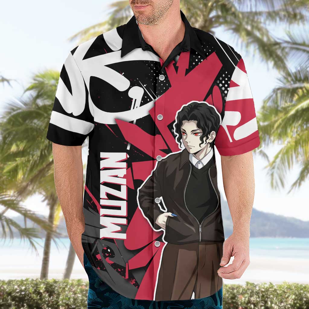 Muzan Demon Slayer Hawaiian Shirt Red Graffiti Anime Aesthetic