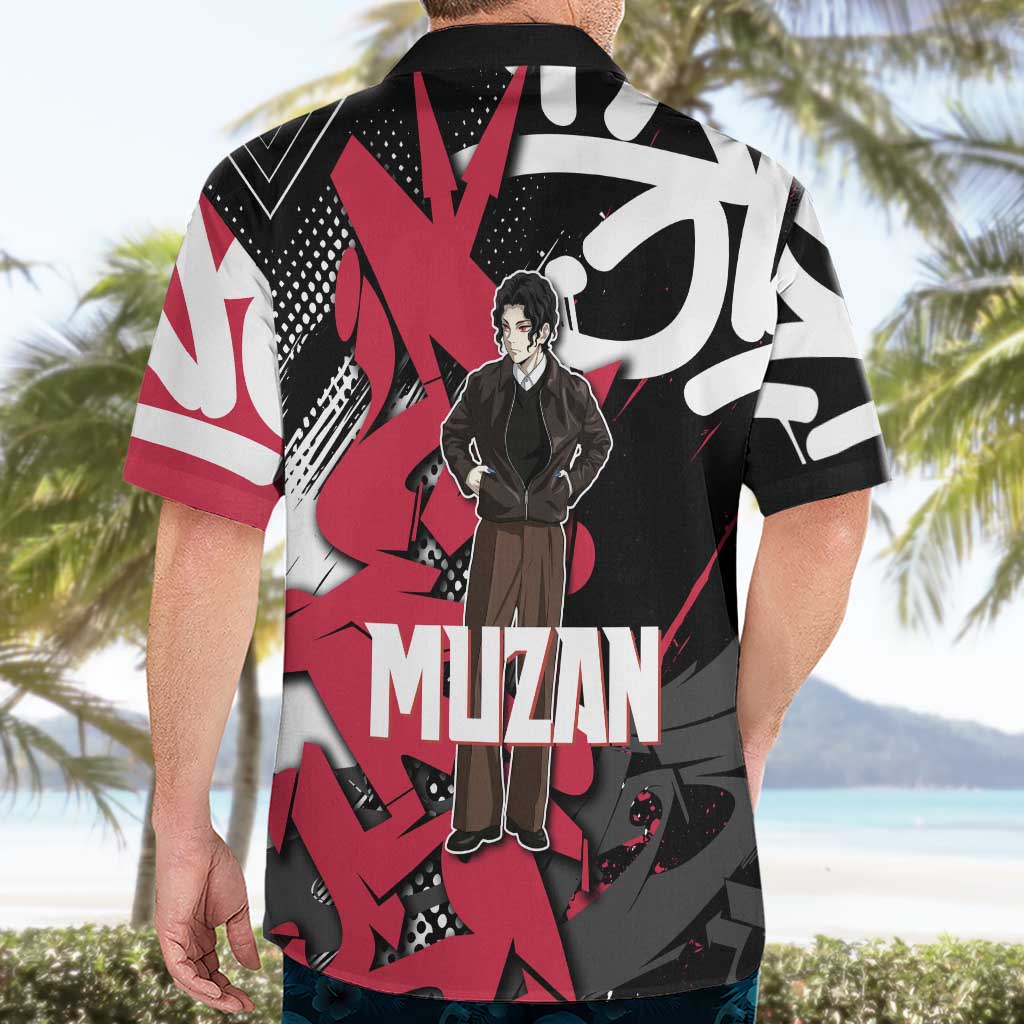 Muzan Demon Slayer Hawaiian Shirt Red Graffiti Anime Aesthetic