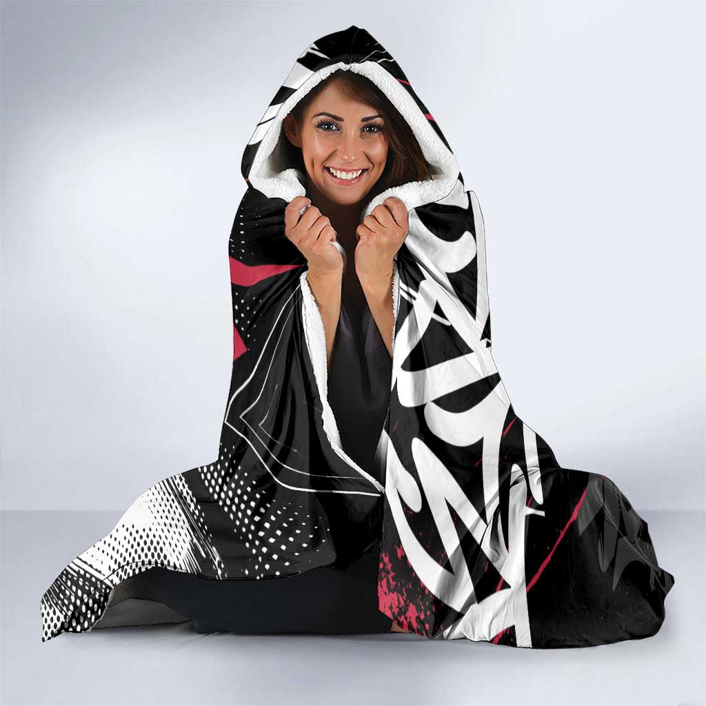 Muzan Demon Slayer Hooded Blanket Red Graffiti Anime Aesthetic
