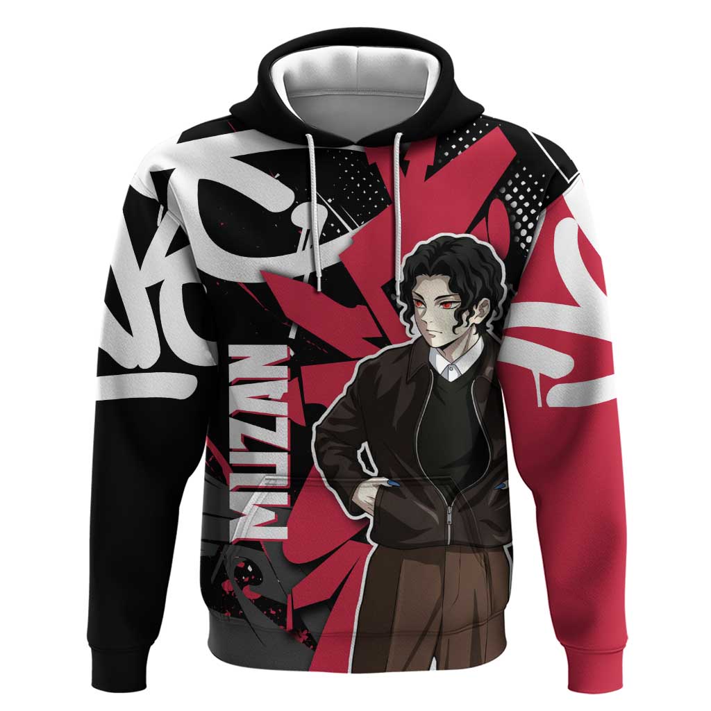 Muzan Demon Slayer Hoodie Red Graffiti Anime Aesthetic