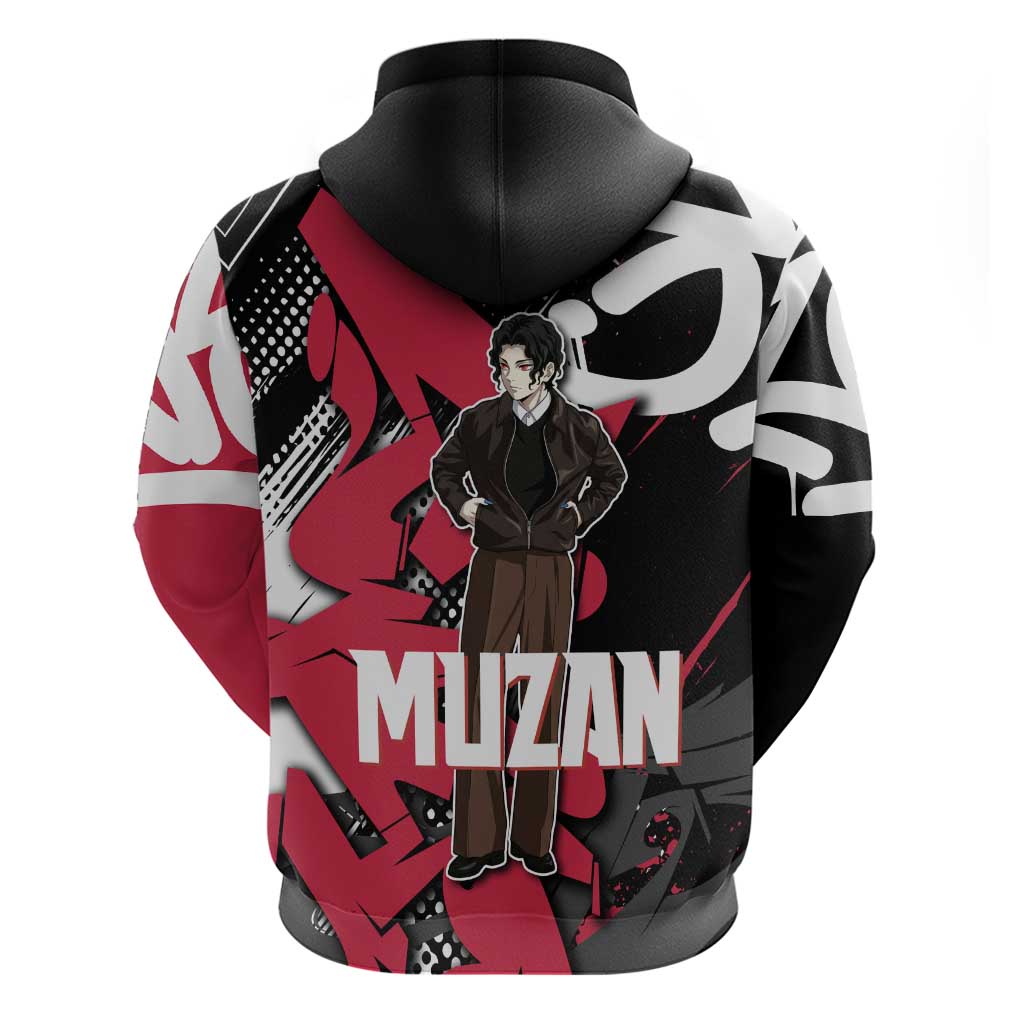Muzan Demon Slayer Hoodie Red Graffiti Anime Aesthetic