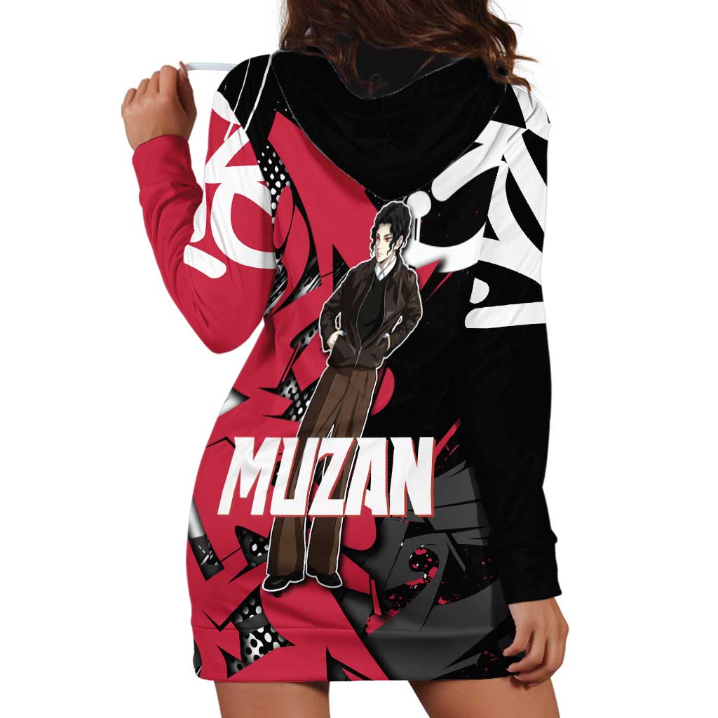 Muzan Demon Slayer Hoodie Dress Red Graffiti Anime Aesthetic