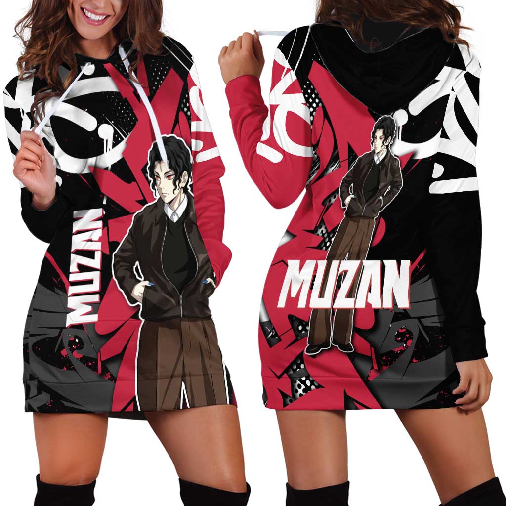 Muzan Demon Slayer Hoodie Dress Red Graffiti Anime Aesthetic