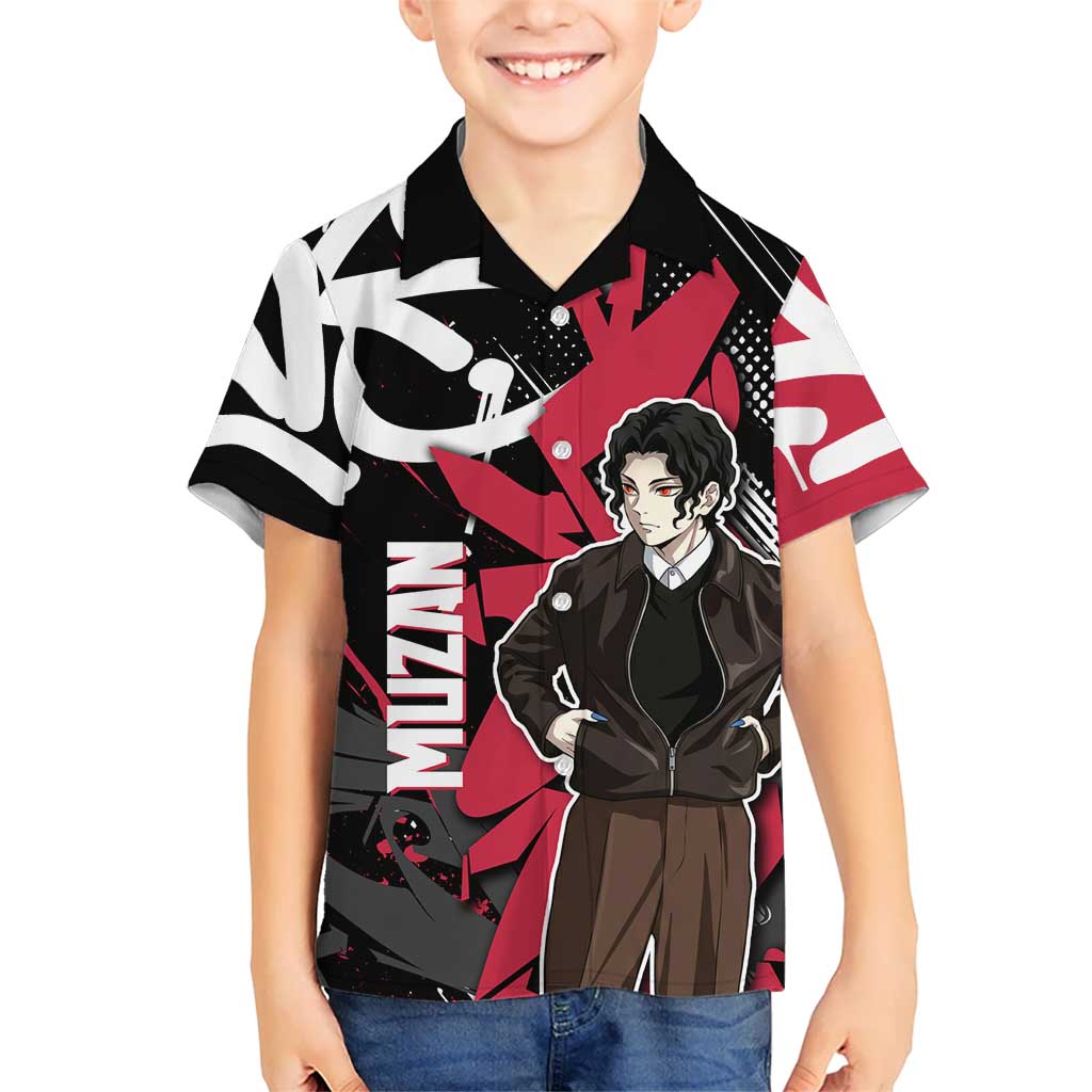 Muzan Demon Slayer Kid Hawaiian Shirt Red Graffiti Anime Aesthetic