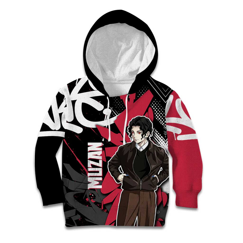 Muzan Demon Slayer Kid Hoodie Red Graffiti Anime Aesthetic