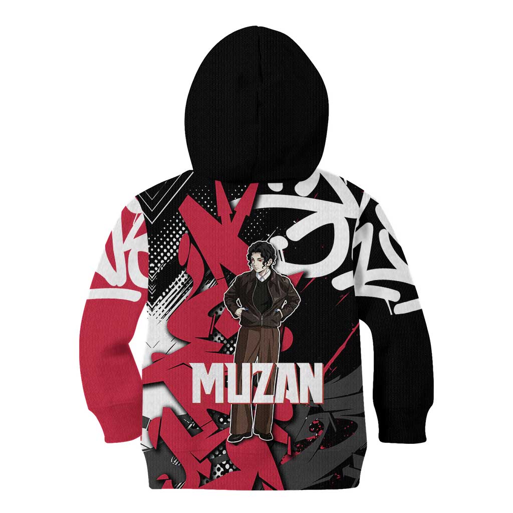 Muzan Demon Slayer Kid Hoodie Red Graffiti Anime Aesthetic