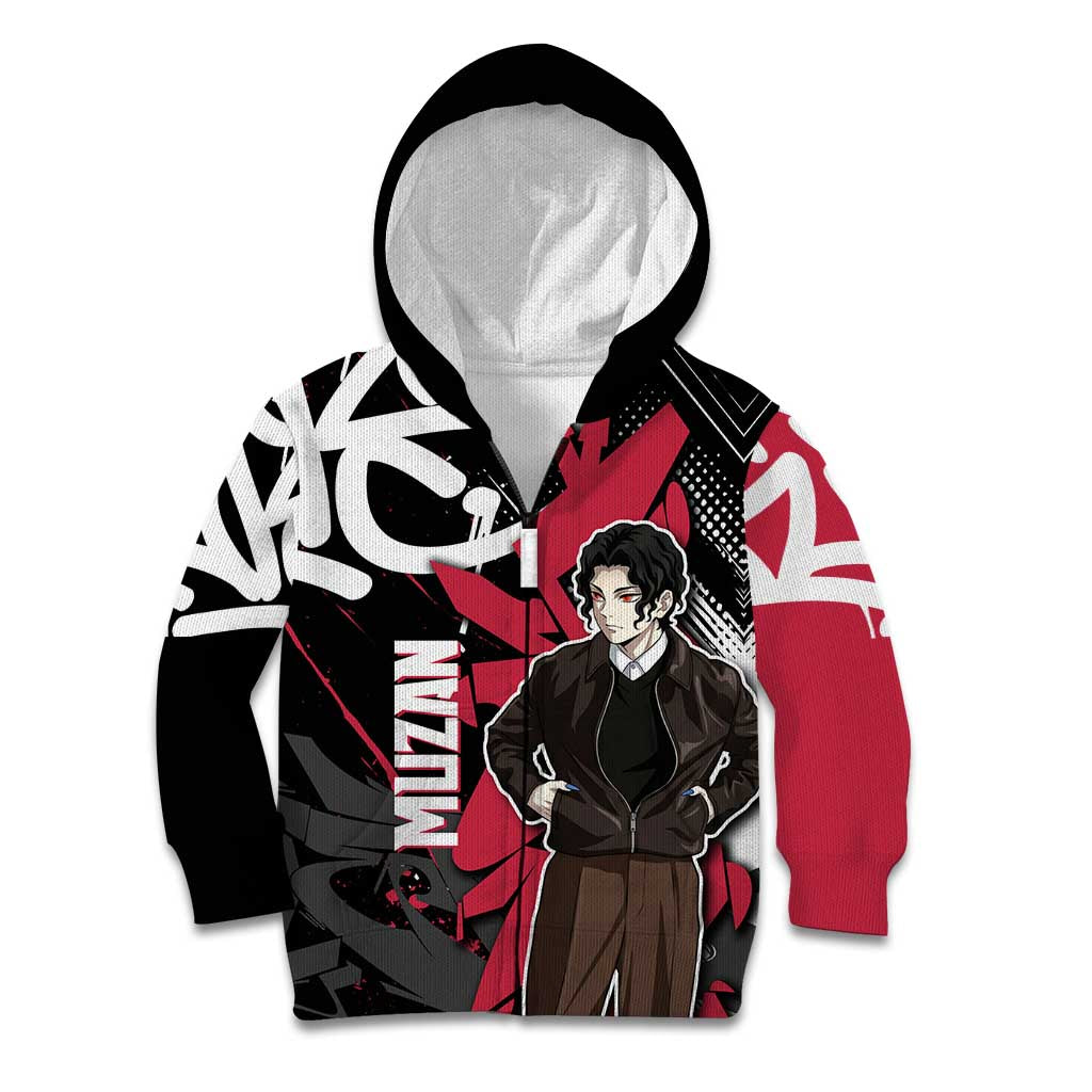 Muzan Demon Slayer Kid Hoodie Red Graffiti Anime Aesthetic