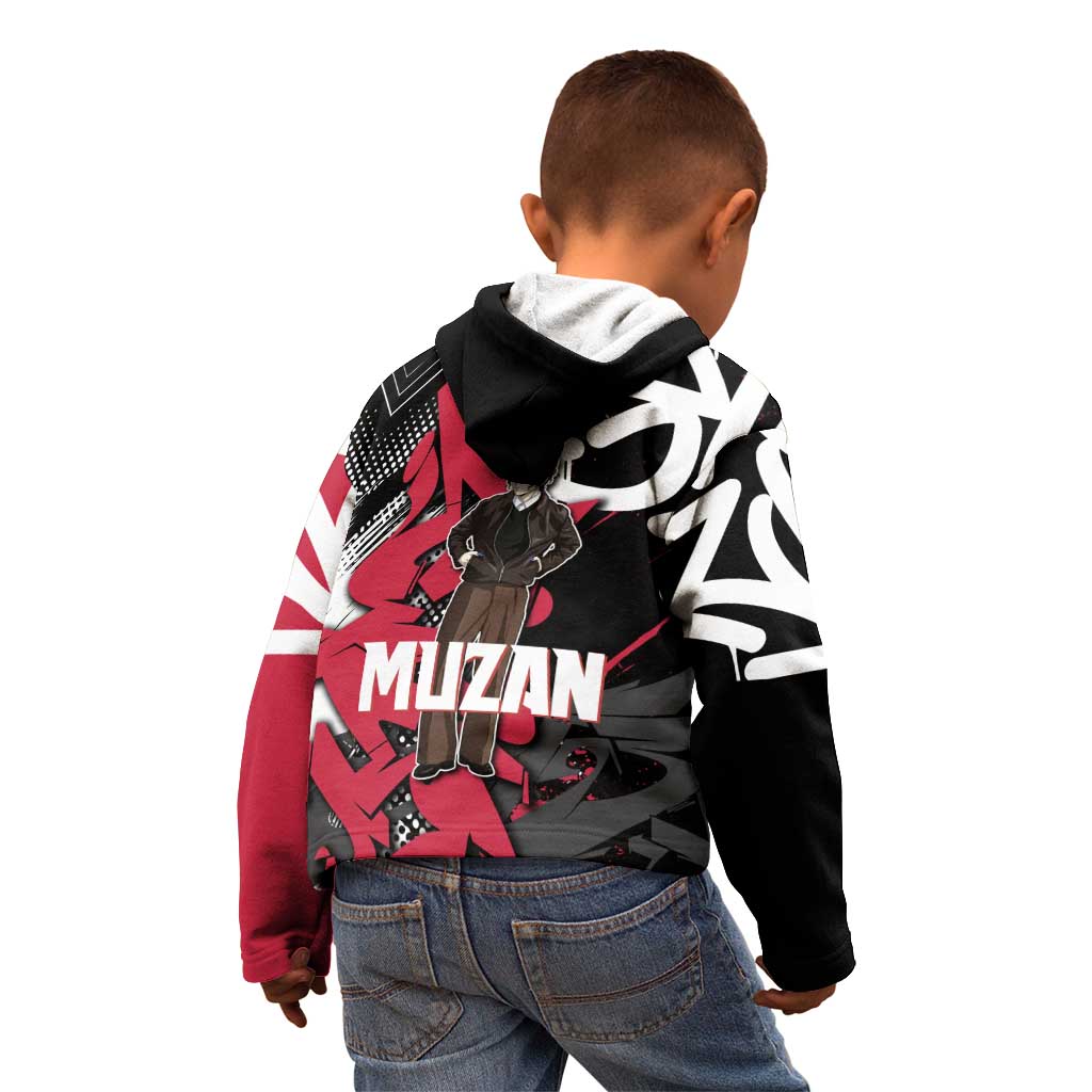 Muzan Demon Slayer Kid Hoodie Red Graffiti Anime Aesthetic