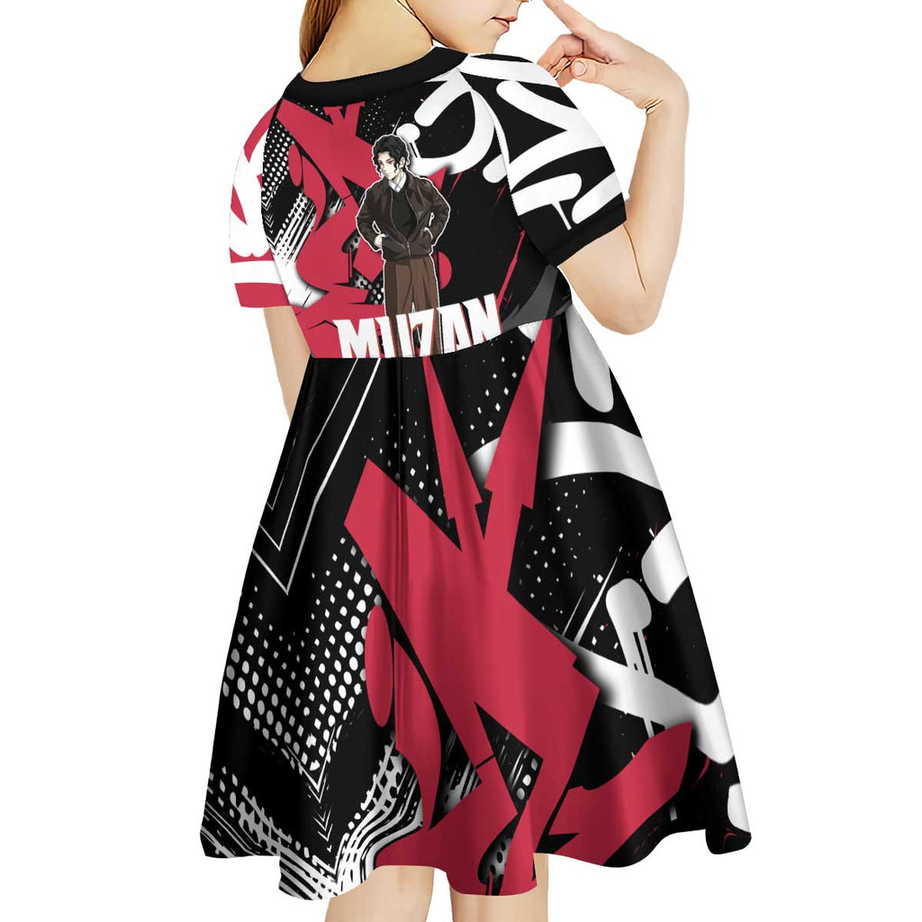 Muzan Demon Slayer Kid Short Sleeve Dress Red Graffiti Anime Aesthetic