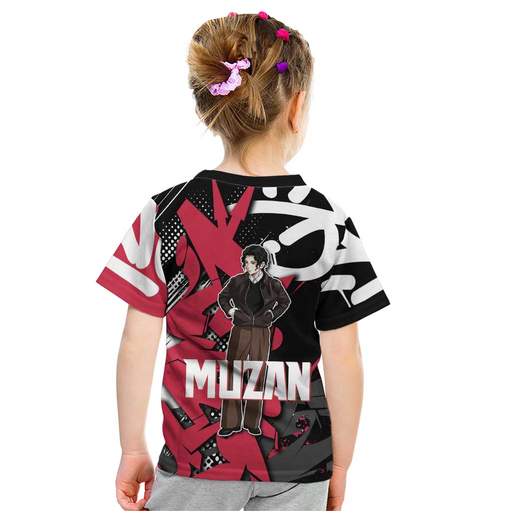 Muzan Demon Slayer Kid T Shirt Red Graffiti Anime Aesthetic